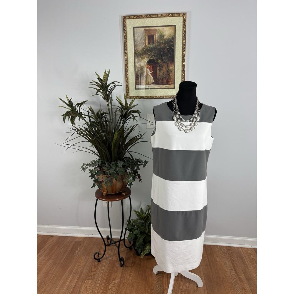 Anne Klein Shift Dress SM Sleeves‎ Boho Vacation Clueless Preppy Zipper Back